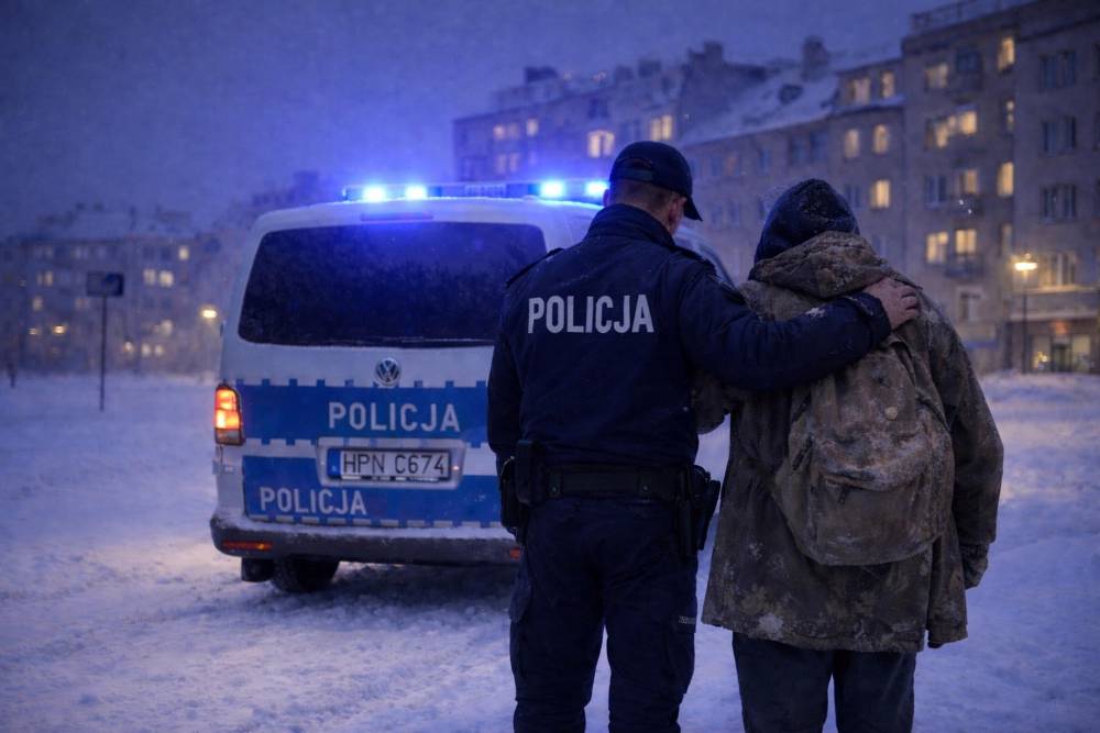 Spał pijany w śnieżnej zaspie