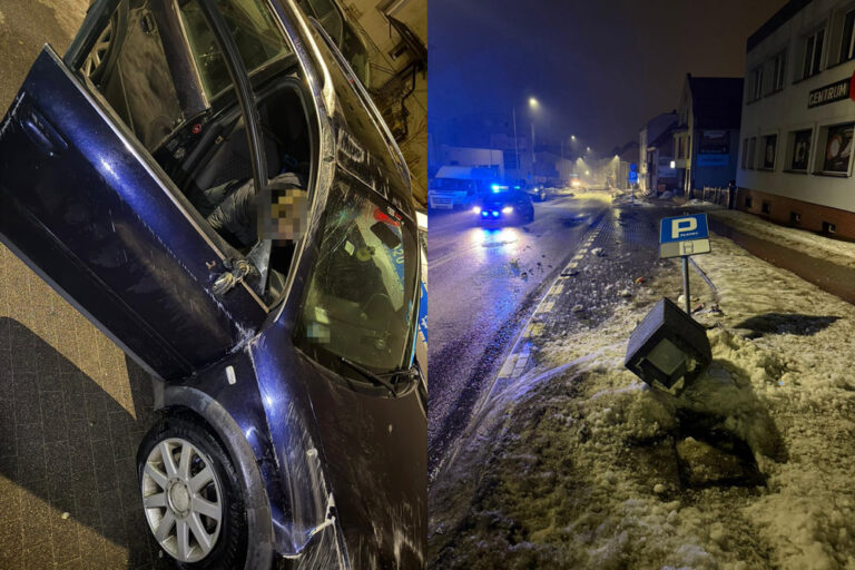 Staranował autem betonowy śmietnik w Bytowie