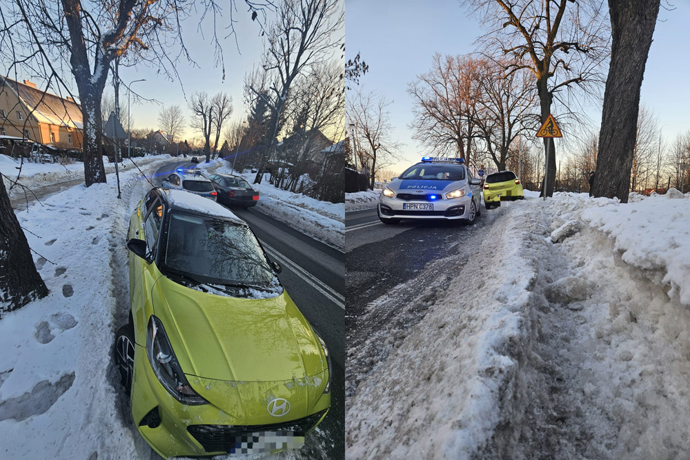 pijana wjechała w zaspę śniegu