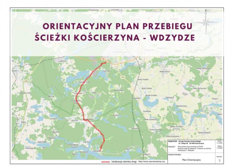 mapa ścieżki rowerowej Kościerzyna – Wdzydze Kiszewskie