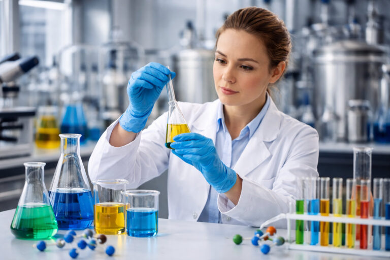 chemiczka pracująca nad surfaktantami